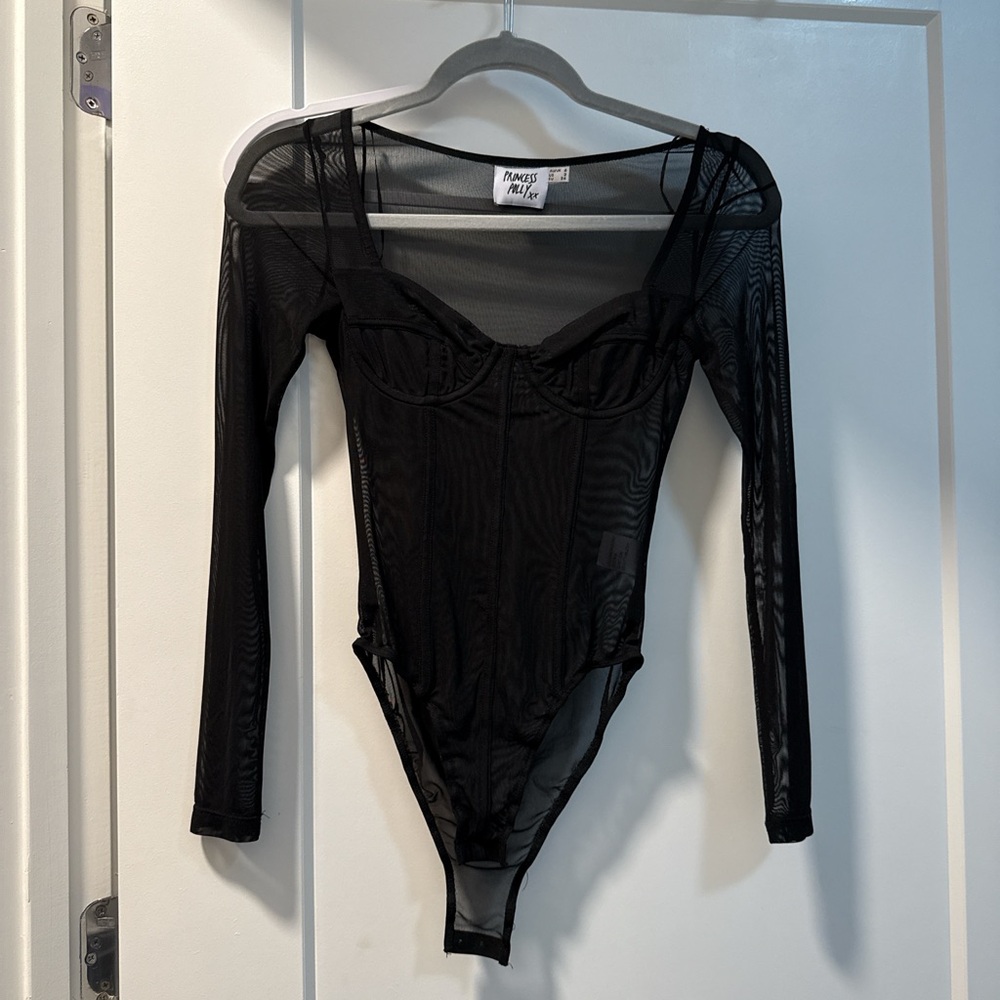 Princess Polly Sheer Black Bodysuit